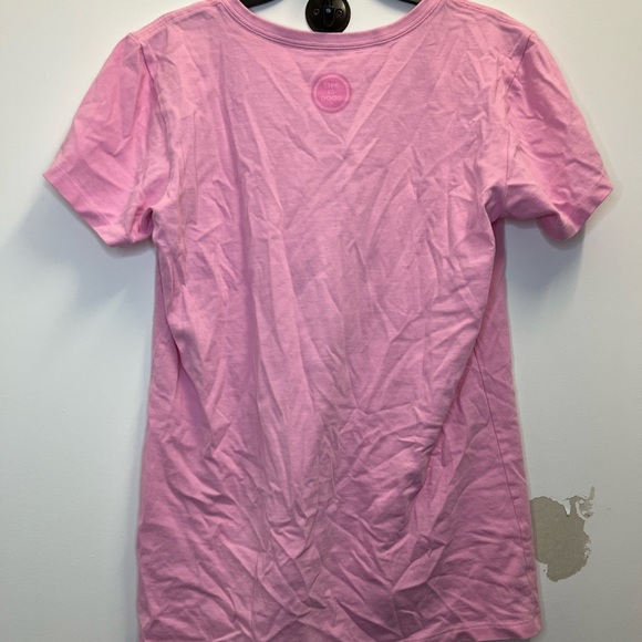 Life is Good Pink Tee Shirt with a Golden Retriever - Picture 5 of 6
